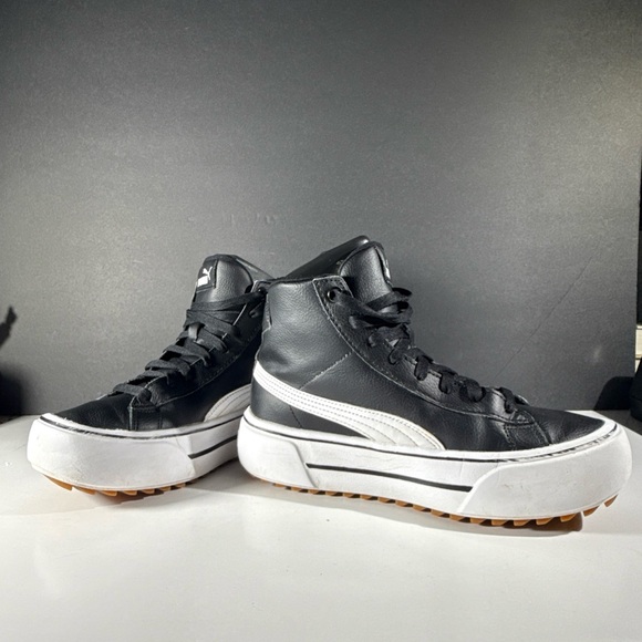 PUMA Black and White High-Top Sneakers Women’s Size 7 Athletic Shoes - Picture 4 of 14